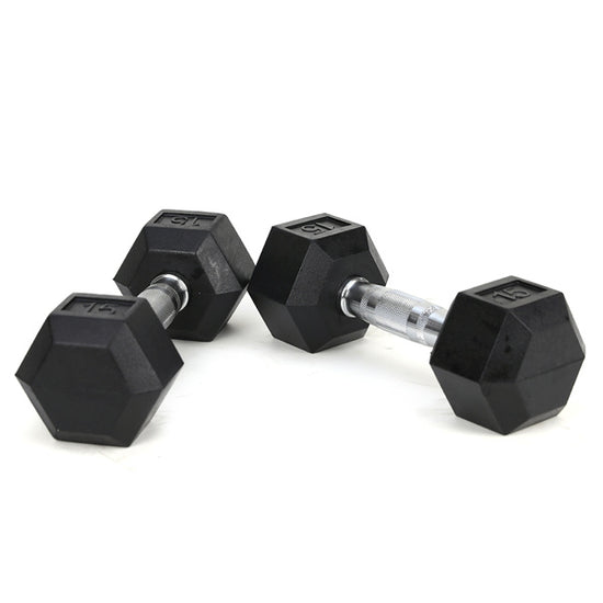 15LB Pair Rubber-Coated Solid Cast Iron Dumbbells